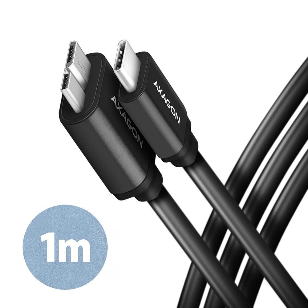 1bb95d3a-01e5-4a1f-8654-2d1aef3a03bb CABLE USB-C TO MICRO-B 1M/SPEED BLK BUMM3-CM10AB AXAGON - Image 1
