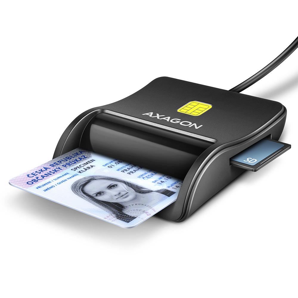 2be35909-aabb-4577-94ec-c0854cc52ec0 CARD READER FLAT SMARTCARD 4SL/USB2.0 1.3M CRE-SM3SD AXAGON - Image 1
