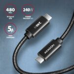CABLE USB-C TO USB-C 2.5M 240W/BRAID BLK BUCM2-CM25AB AXAGON - Image 3