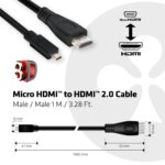 CABLE MICRO HDMI TO HDMI 1M/M/M CAC-1351 CLUB3D - Image 3