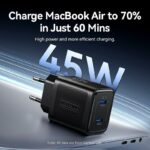 MOBILE CHARGER WALL 45W USB-C/2P BLACK FEFB0-EU VENTION - Image 6