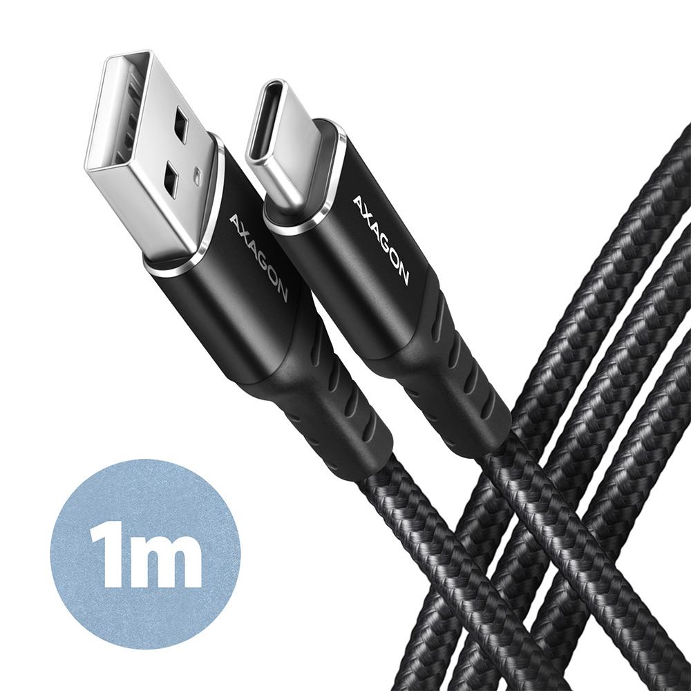 7ef5145d-fedf-48c3-b809-605345528e67 CABLE USB-C TO USB2.0 1M/BLACK BUCM-AM10AB AXAGON - Image 1