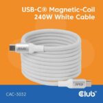 CABLE USB-C TO USB-C 2M/MAGNETIC WHITE CAC-3032 CLUB3D