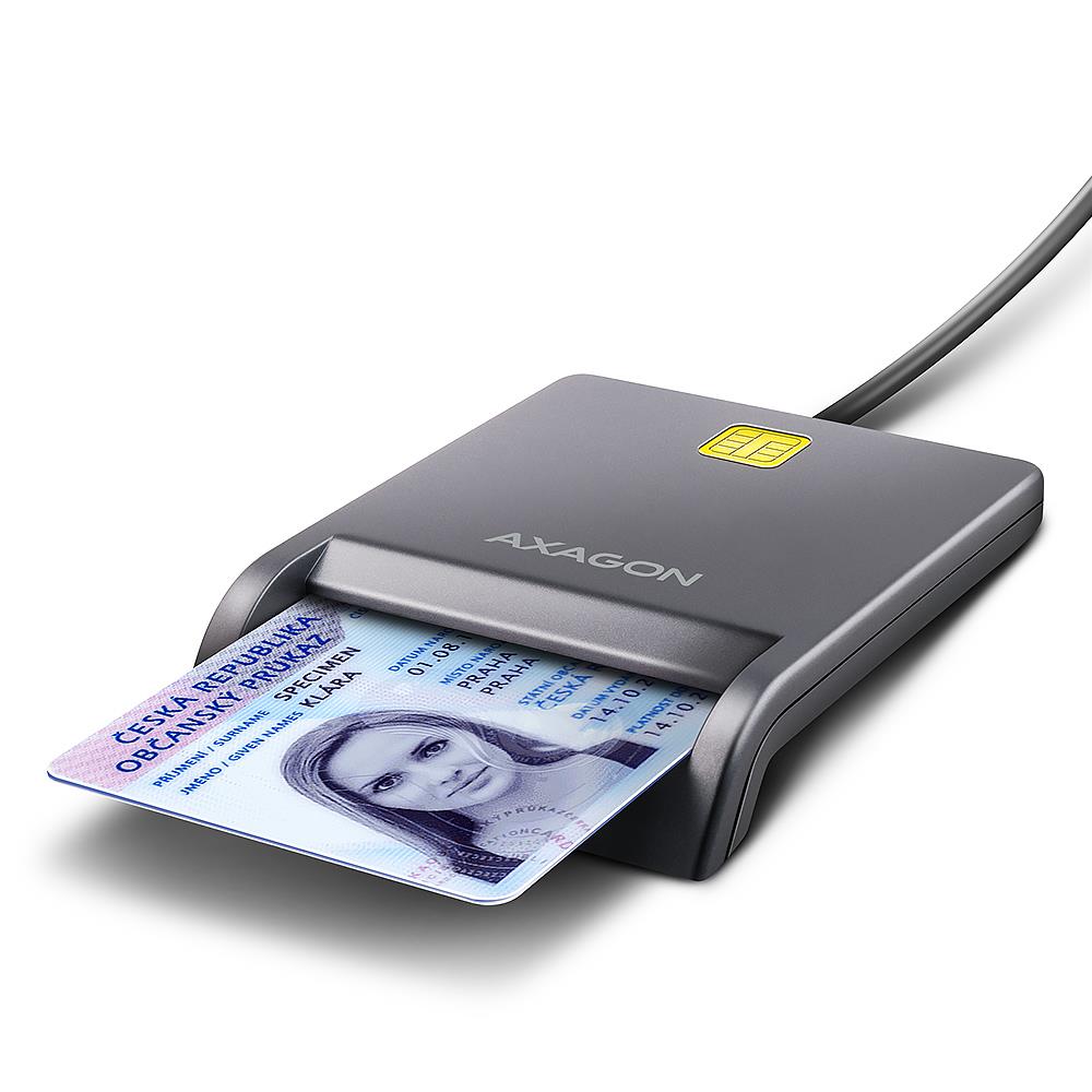 b779a2ab-62e3-489d-8ff3-0228ebee6352 CARD READER FLAT SMARTCARD/ID/USB2.0 1.3M CRE-SM3T AXAGON - Image 1
