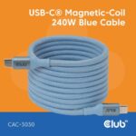 CABLE USB-C TO USB-C 2M/MAGNETIC BLUE CAC-3030 CLUB3D - Image 2
